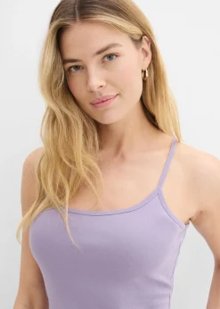 Mujer bonprix bonprix Top de algodón puro con tirantes finos (3 unidades)