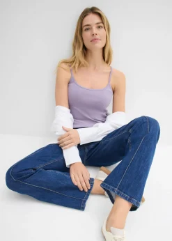 Mujer bonprix bonprix Top de algodón puro con tirantes finos (3 unidades)