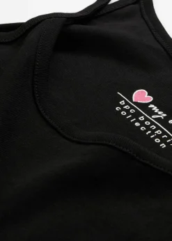 bonprix bonprix Camisetas Interiores|Básicos>Top de algodón puro con tirantes finos (3 unidades) Negro-negro-negro