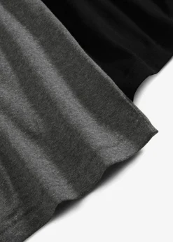 bonprix bonprix Camisetas Interiores|Básicos>Top de algodón puro con tirantes finos (2 unidades) negro-gris moteado