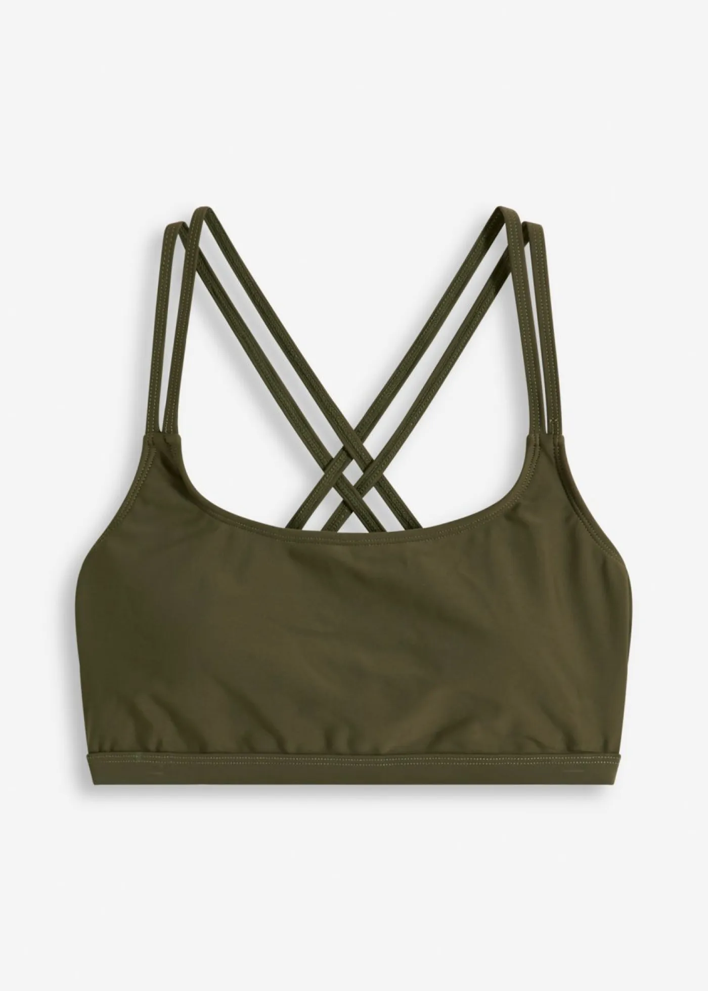 bonprix bonprix Conjuntos De Traje De Baño|Ropa De Baño Deportiva>Top de bikini bustier con tirantes cruzados Verde oliva oscuro