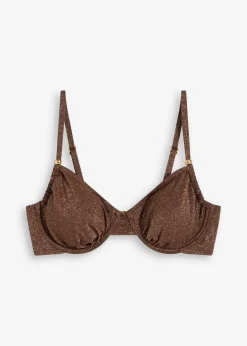 Mujer bonprix bonprix Top de bikini con aros de material brillante