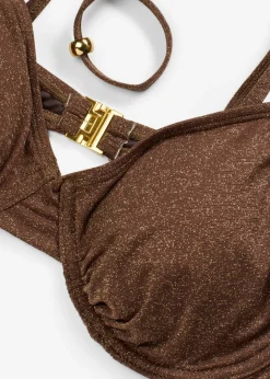 Mujer bonprix bonprix Top de bikini con aros de material brillante