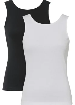 Mujer bonprix bonprix Top de canalé de algodón orgánico puro (2 unidades)