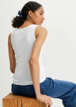 Mujer bonprix bonprix Top de canalé de algodón orgánico puro (2 unidades)