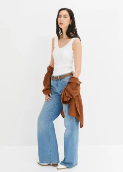 Mujer bonprix bonprix Top de canalé de algodón orgánico puro (2 unidades)