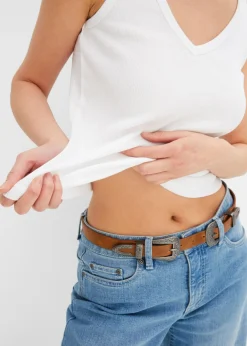 Mujer bonprix bonprix Top de canalé de algodón orgánico puro (2 unidades)