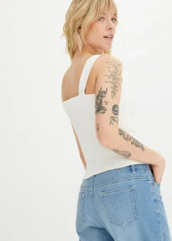 Mujer bonprix bonprix Top de canalé de algodón orgánico (2 unidades)