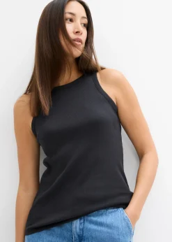 bonprix bonprix Camisetas Interiores|Básicos>Top de canalé de algodón orgánico puro (2 unidades) Blanco-negro