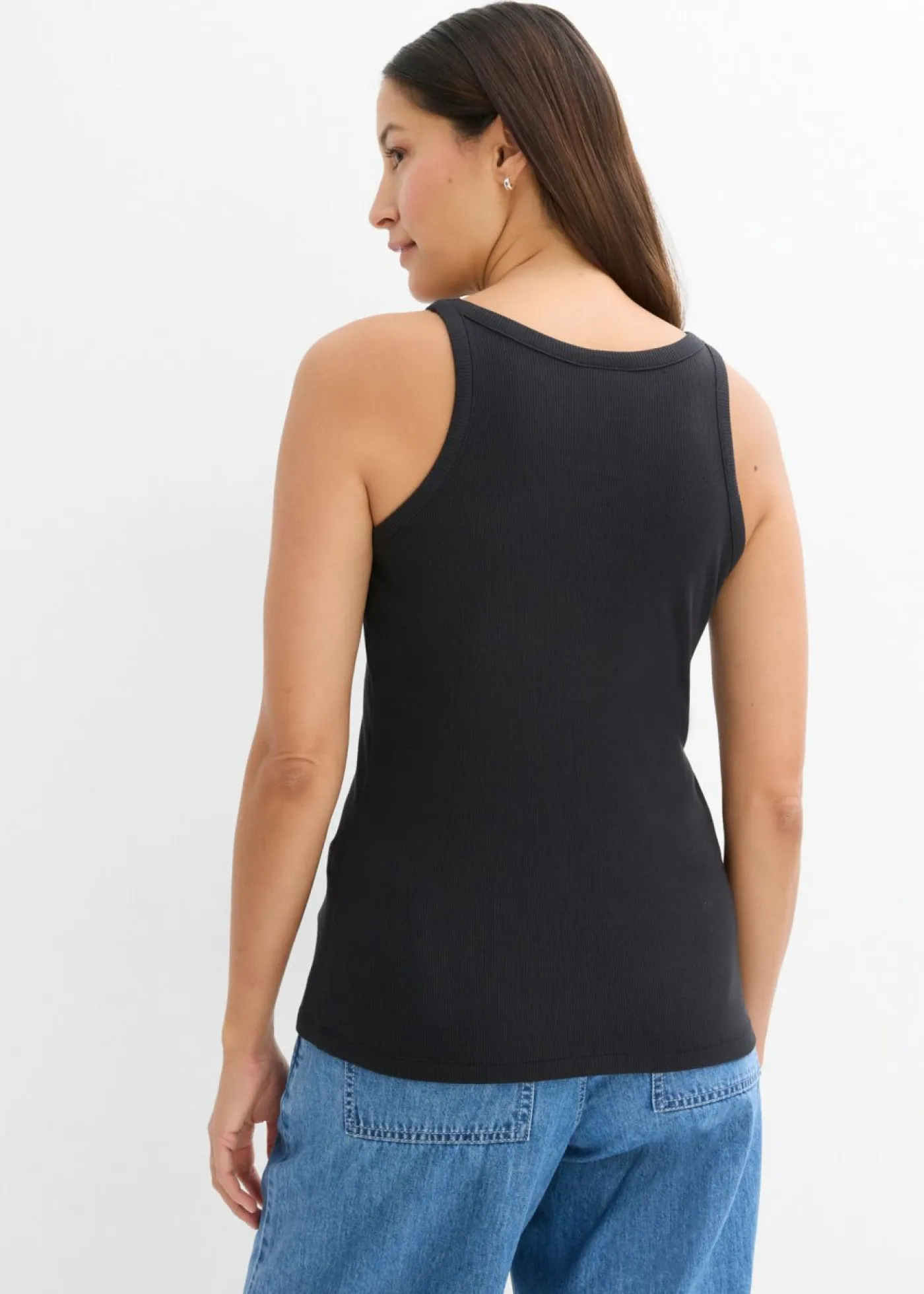 bonprix bonprix Camisetas Interiores|Básicos>Top de canalé de algodón orgánico puro (2 unidades) Blanco-negro