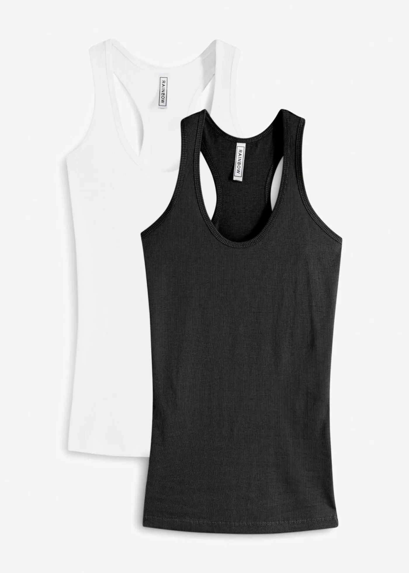 bonprix bonprix Camisetas Interiores|Básicos>Top de canalé de algodón orgánico (2 unidades) Negro-blanco