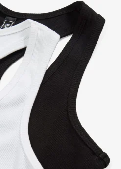 bonprix bonprix Camisetas Interiores|Básicos>Top de canalé de algodón orgánico (2 unidades) Negro-blanco
