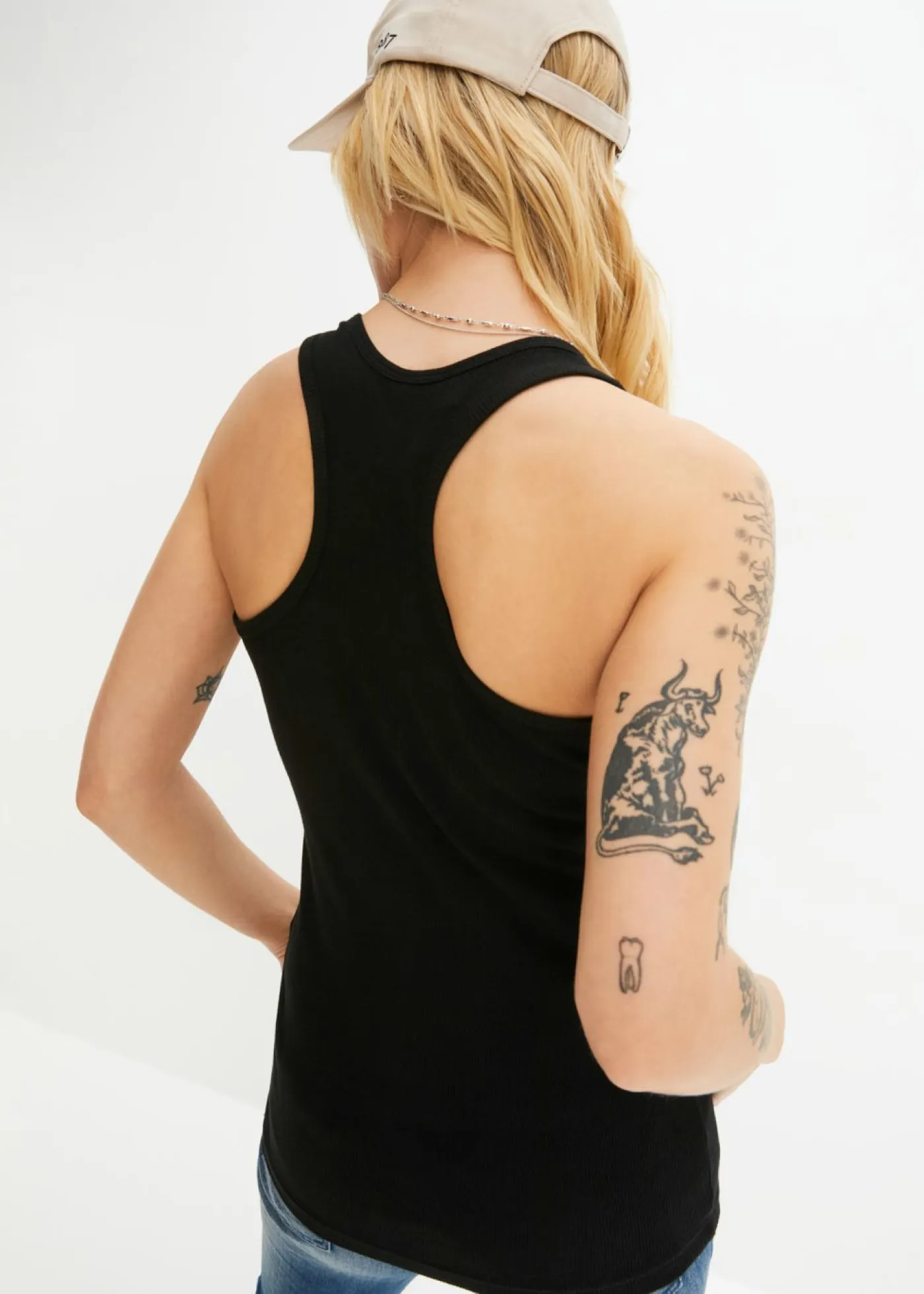 bonprix bonprix Camisetas Interiores|Básicos>Top de canalé de algodón orgánico (2 unidades) Negro-blanco