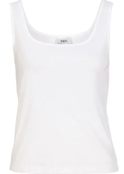 bonprix bonprix Camisetas Interiores|Básicos>Top de canalé de algodón puro Blanco