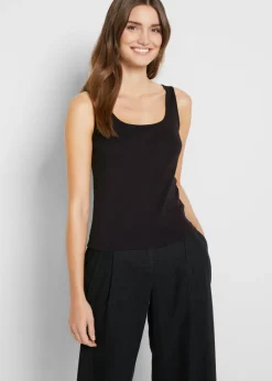 Mujer bonprix bonprix Top de canalé de algodón puro