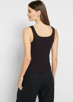 Mujer bonprix bonprix Top de canalé de algodón puro