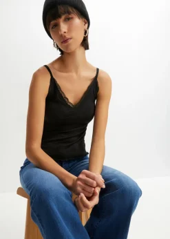 Mujer bonprix bonprix Top de canalé de mezcla de viscosa suave (2 unidades)