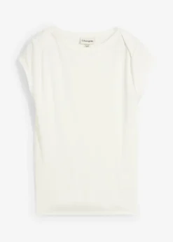 bonprix bonprix Esenciales|Camisetas>Top de canalé de mezcla suave de modal Blanco lana