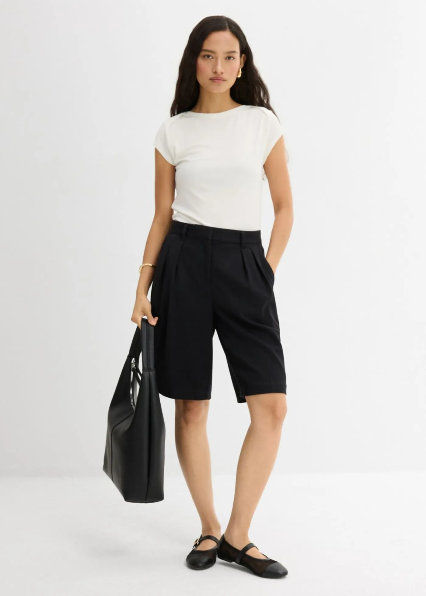 bonprix bonprix Esenciales|Camisetas>Top de canalé de mezcla suave de modal Blanco lana