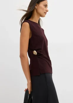 Mujer bonprix bonprix Top de crepé con hebilla decorativa