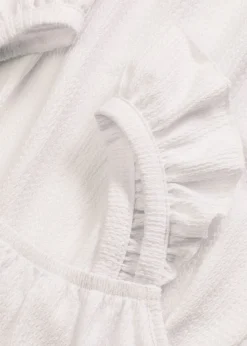 bonprix bonprix Camisetas>Top de crepé de punto con tirantes con volantes Blanco