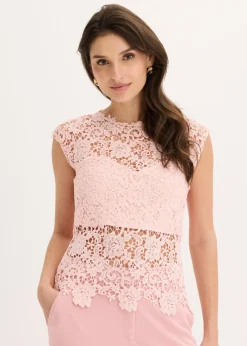 bonprix bonprix Camisetas|Novedades>Top de encaje Amarillo claro