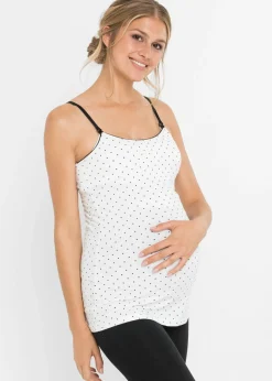 bonprix bonprix Ropa Interior De Algodón|Premamá Y Lactancia>Top de lactancia con algodón orgánico (2 unidades) Negro-blanco estampado