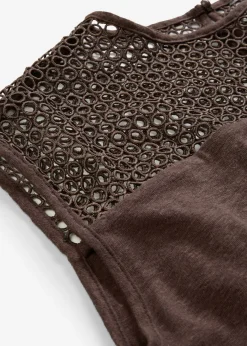 bonprix bonprix Premium|Camisetas>Top de lino puro Marrón oscuro