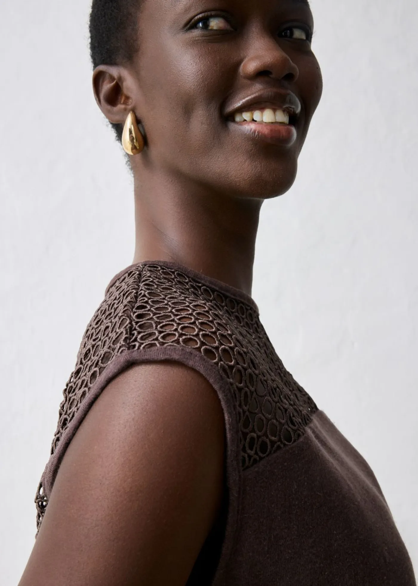 bonprix bonprix Premium|Camisetas>Top de lino puro Marrón oscuro