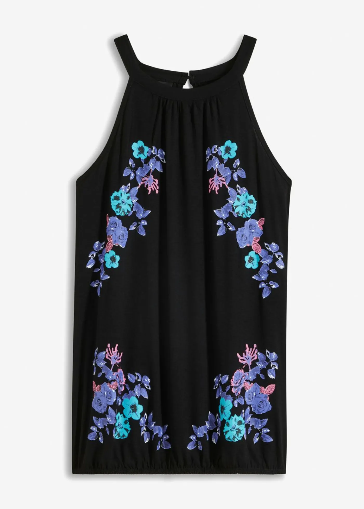 bonprix bonprix Camisetas>Top de mezcla de viscosa fluida Negro estampado