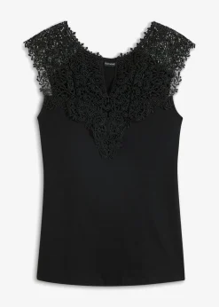 bonprix bonprix Camisetas>Top de mezcla de viscosa fluida Negro