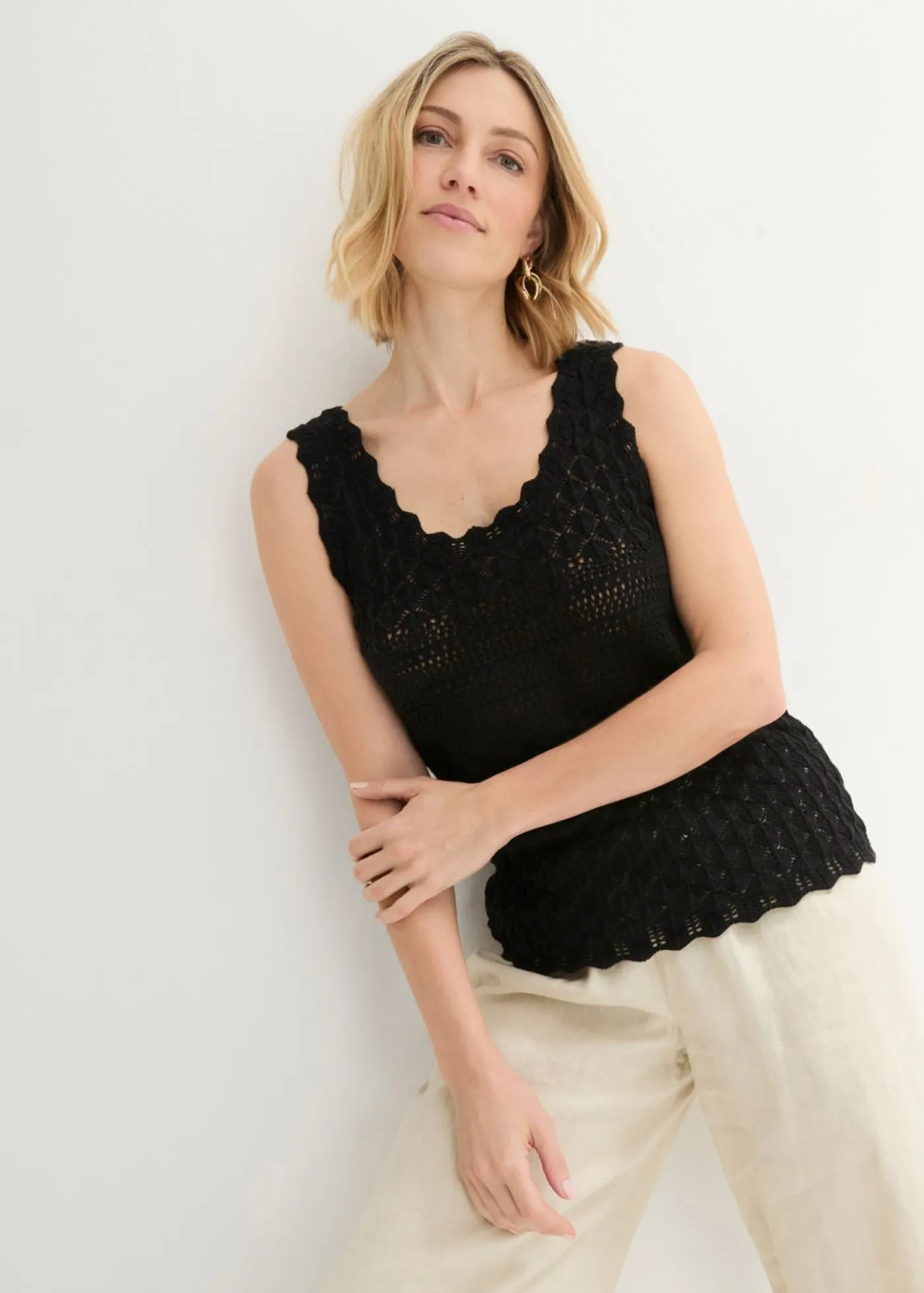 bonprix bonprix Camisetas|Ropa De Punto>Top de punto Negro