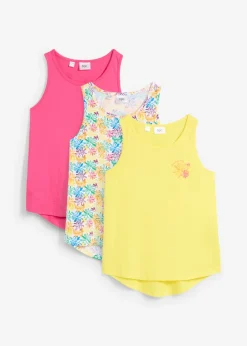 bonprix bonprix Ropa 9 A 16 Años·Camisetas Y Camisas|Ropa 9 A 16 Años·Packs De Ropa>Top de punto (3 unidades) para niñas de algodón orgánico amarillo cálido+blanco+rosa caliente