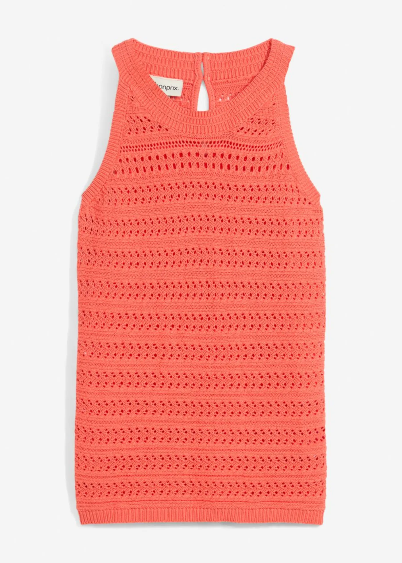 bonprix bonprix Premium|Camisetas>Top de punto ajour con contenido de lino Salmón claro