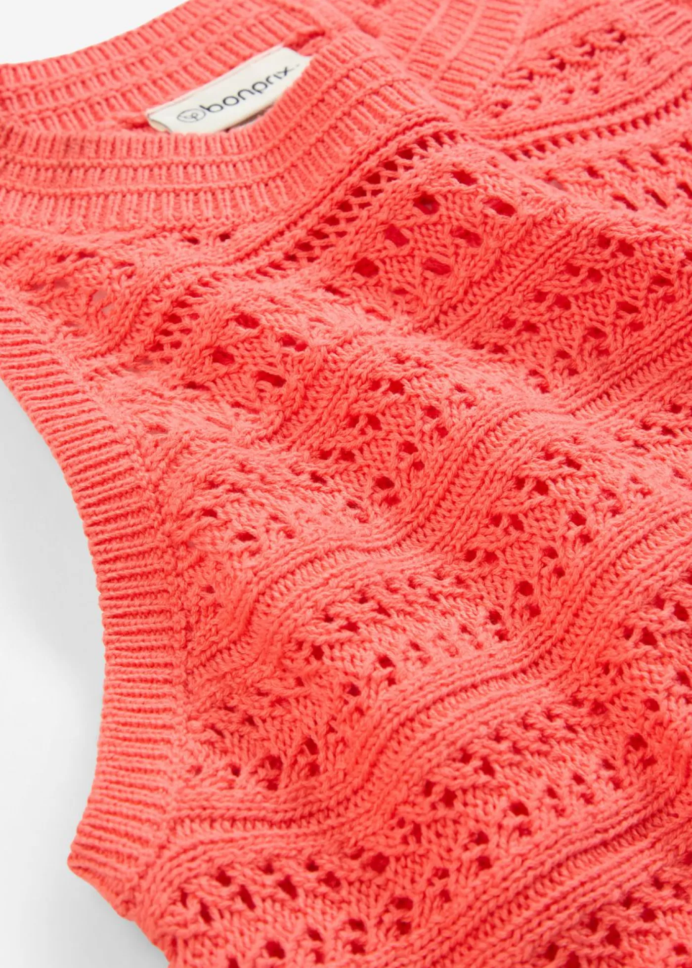 bonprix bonprix Premium|Camisetas>Top de punto ajour con contenido de lino Salmón claro