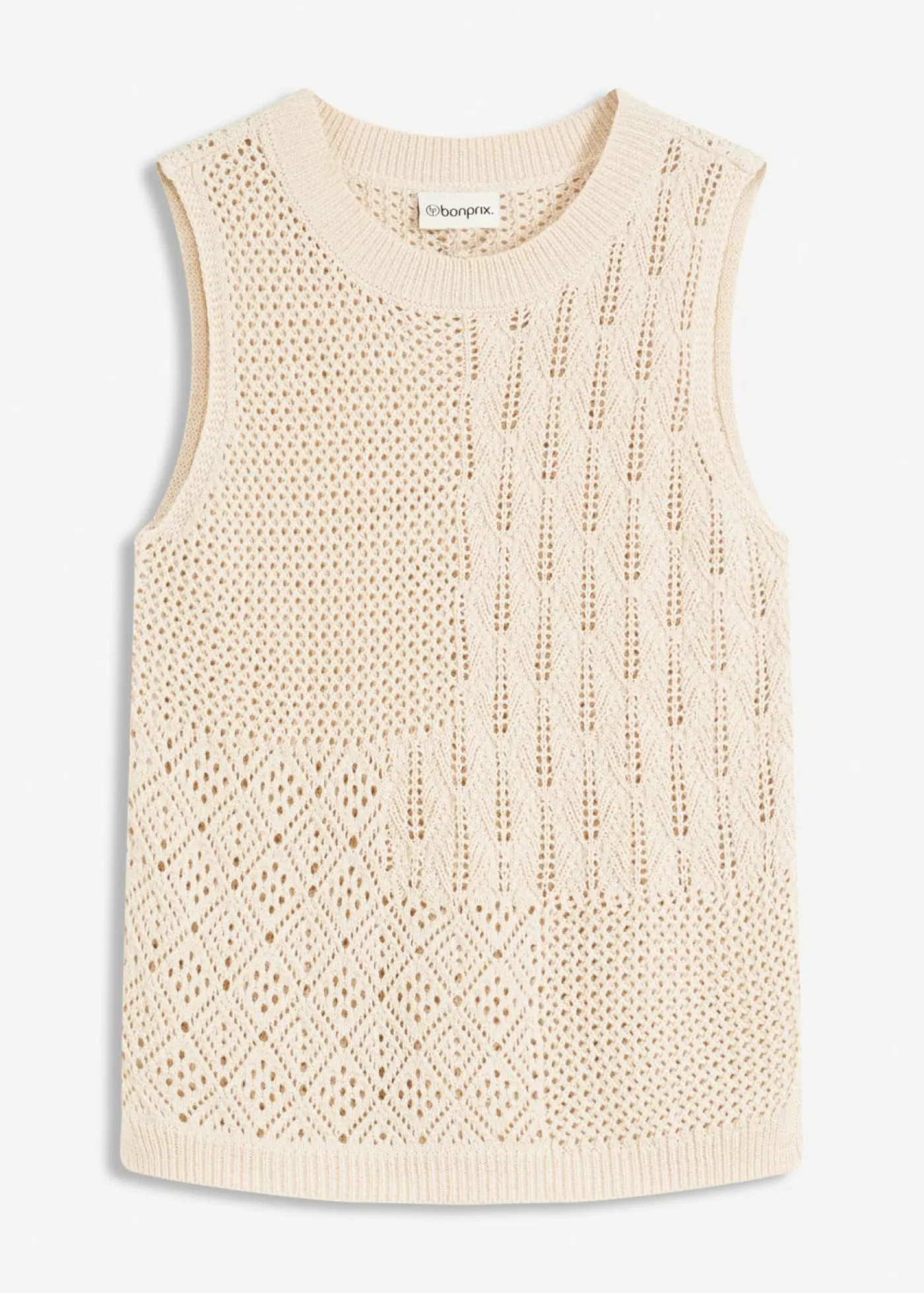 Mujer bonprix bonprix Top de punto ajour con fibras metalizadas