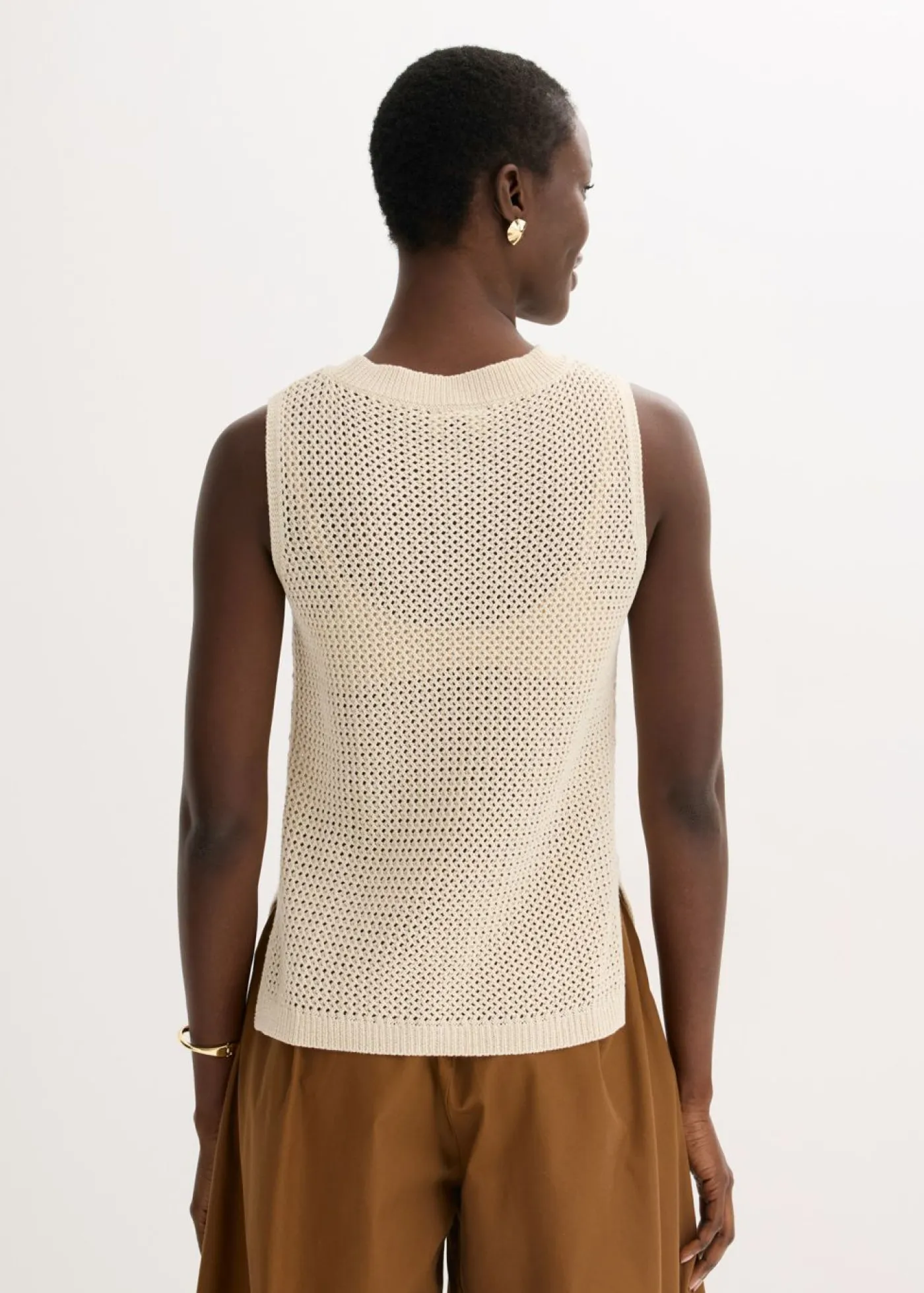 Mujer bonprix bonprix Top de punto ajour con fibras metalizadas