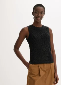 Mujer bonprix bonprix Top de punto ajour con fibras metalizadas