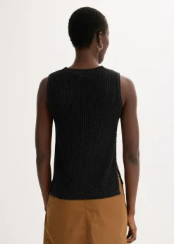 Mujer bonprix bonprix Top de punto ajour con fibras metalizadas