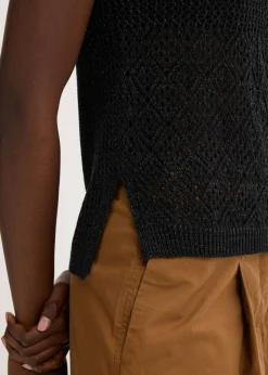 Mujer bonprix bonprix Top de punto ajour con fibras metalizadas