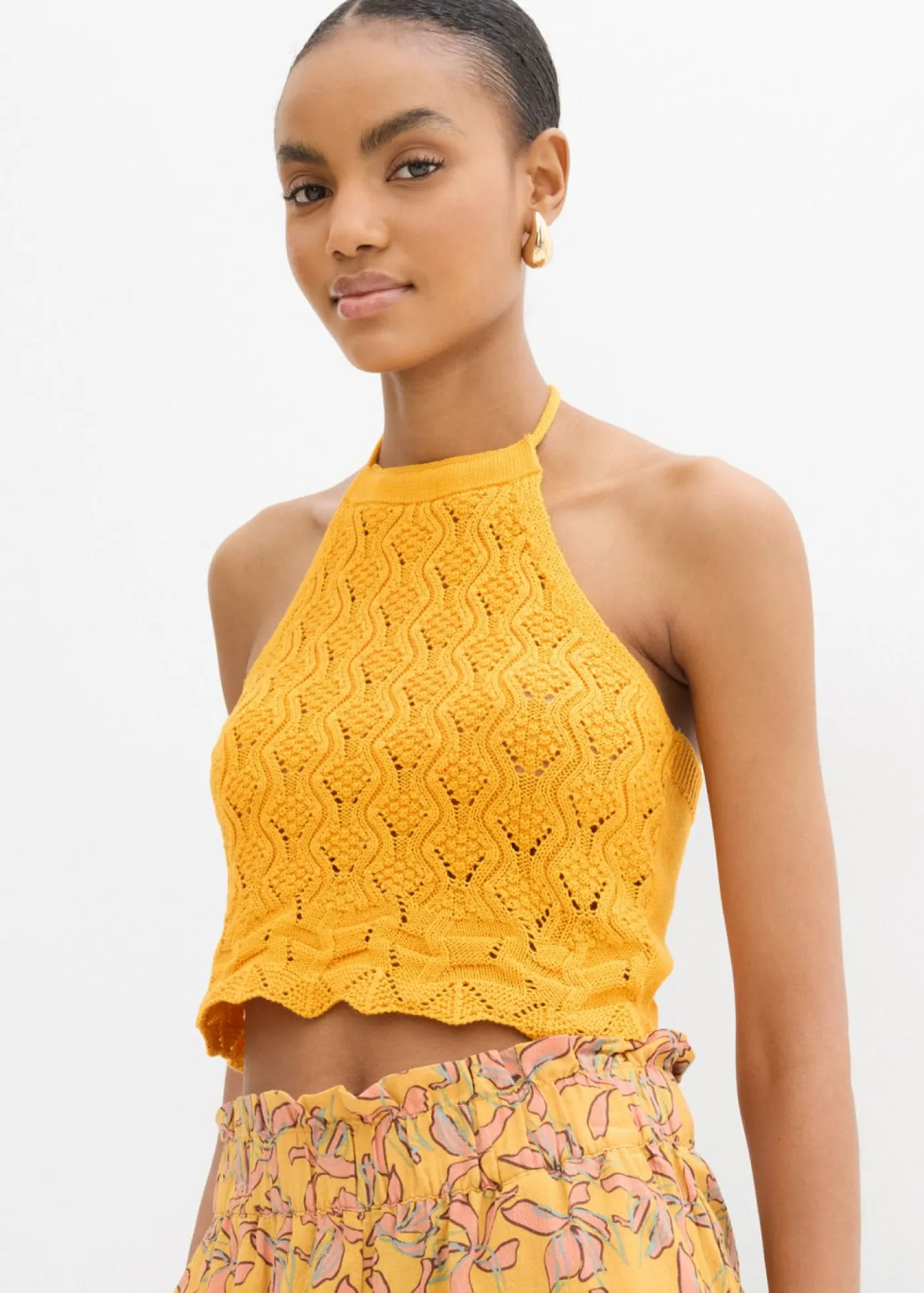 Mujer bonprix bonprix Top de punto anudado al cuello