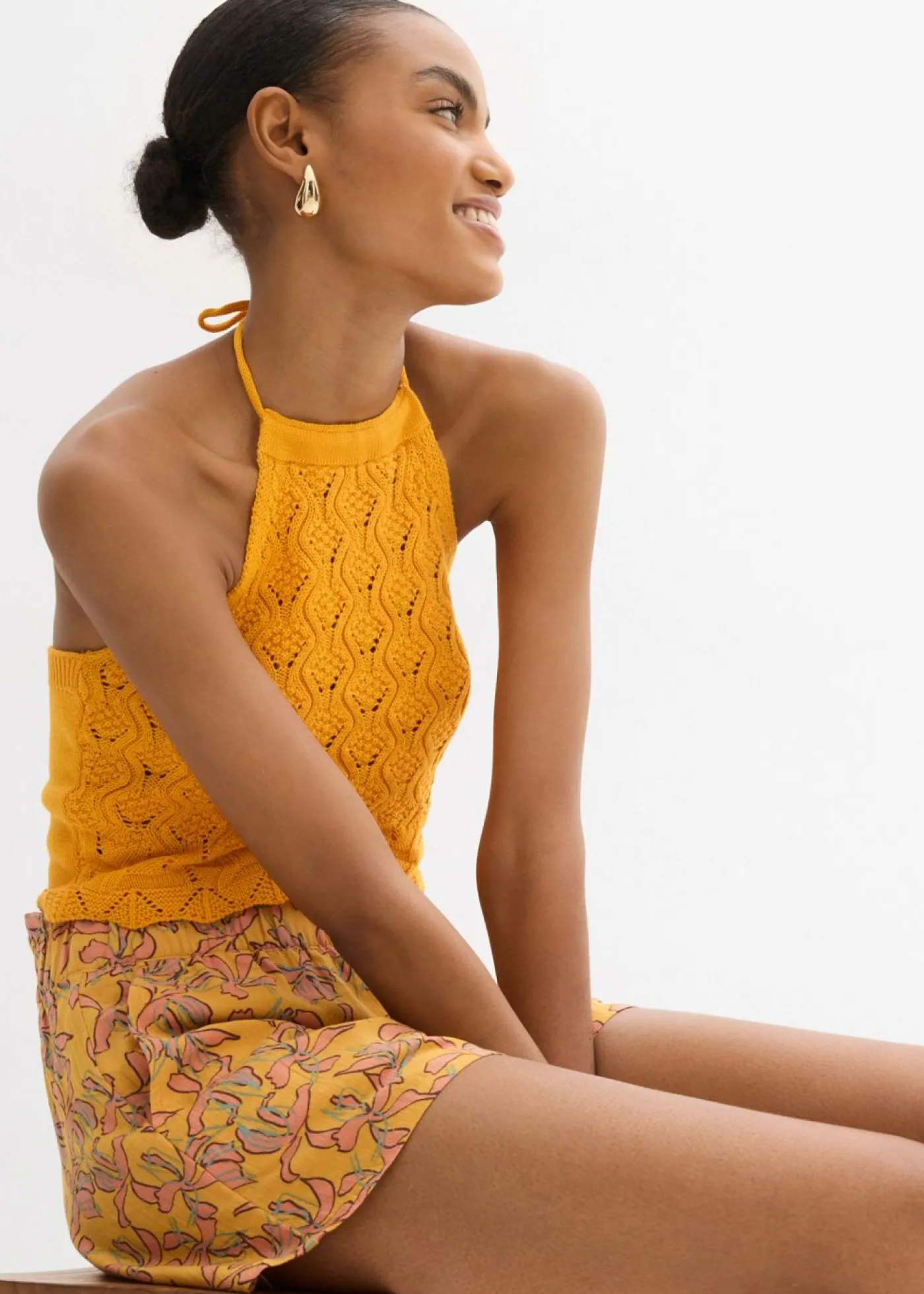 Mujer bonprix bonprix Top de punto anudado al cuello