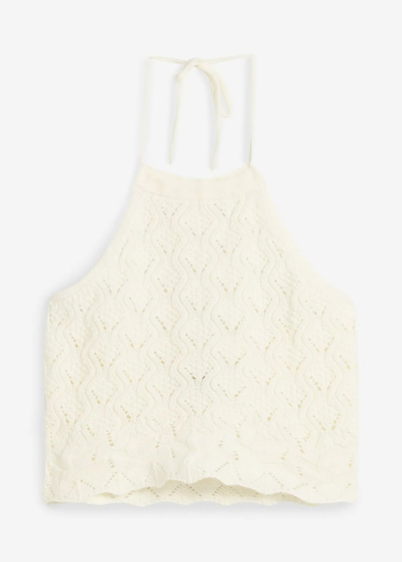 bonprix bonprix Camisetas|Ropa De Punto>Top de punto anudado al cuello Blanco lana