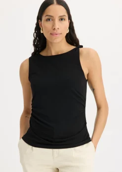 bonprix bonprix Camisetas>Top de punto con nudo Negro