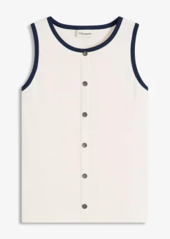 bonprix bonprix Camisetas>Top de punto con panel en contraste beige natural-azul marino