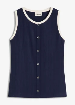 Mujer bonprix bonprix Top de punto con panel en contraste