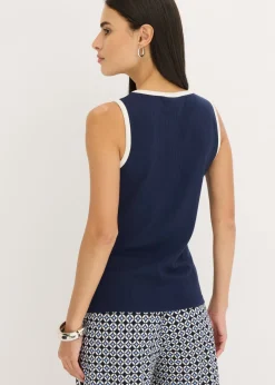 Mujer bonprix bonprix Top de punto con panel en contraste
