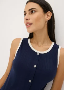 Mujer bonprix bonprix Top de punto con panel en contraste