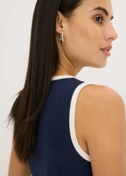 Mujer bonprix bonprix Top de punto con panel en contraste