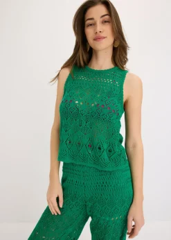Mujer bonprix bonprix Top de punto con patrón de punto calado